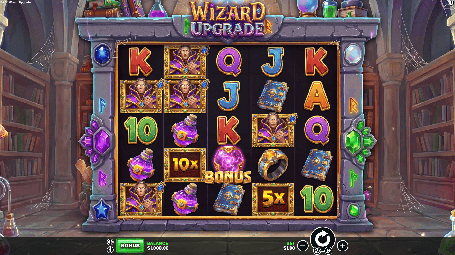 Wizard Upgrade slot gameplay reels