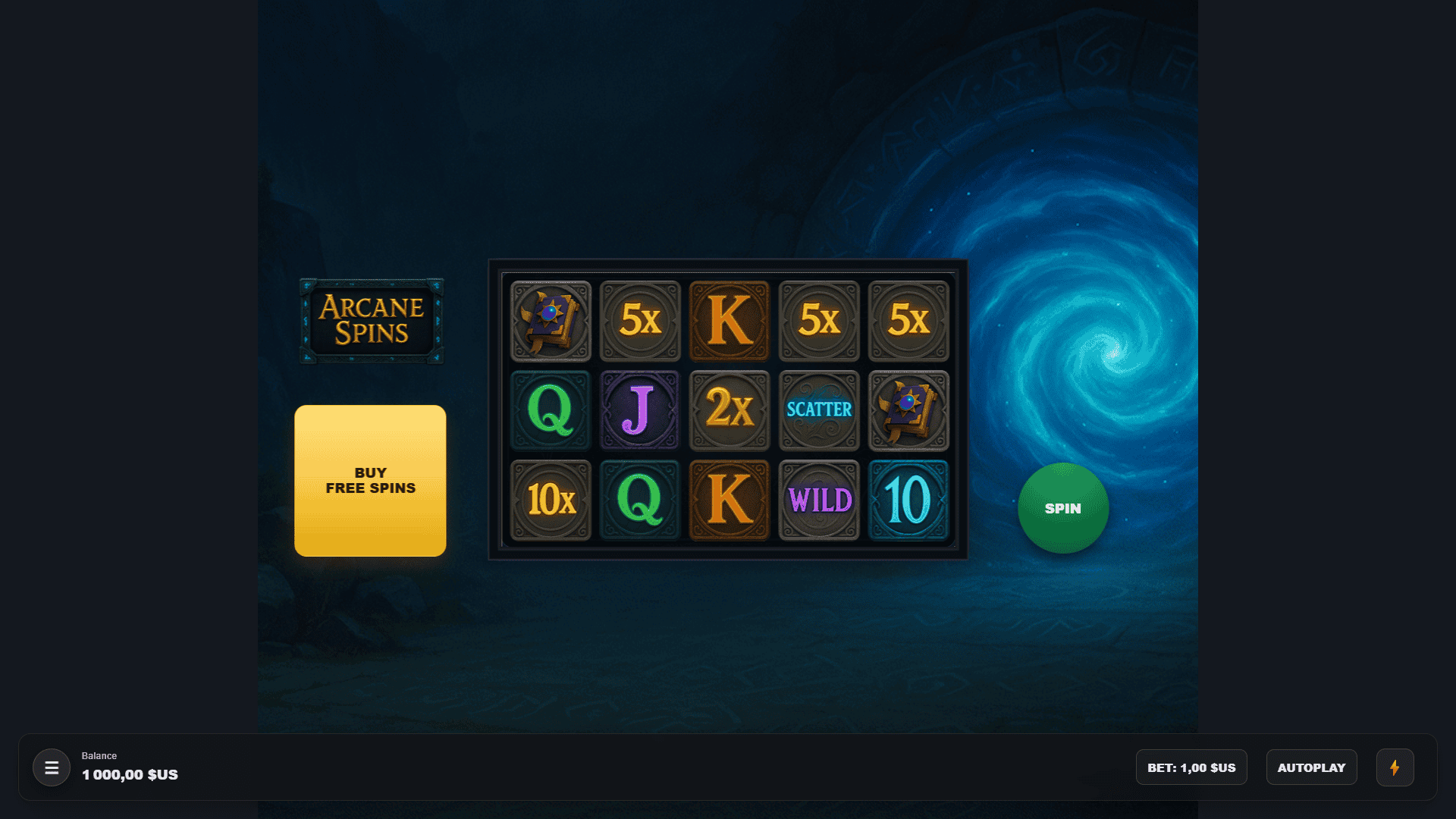 Arcane Spins slot gameplay reels