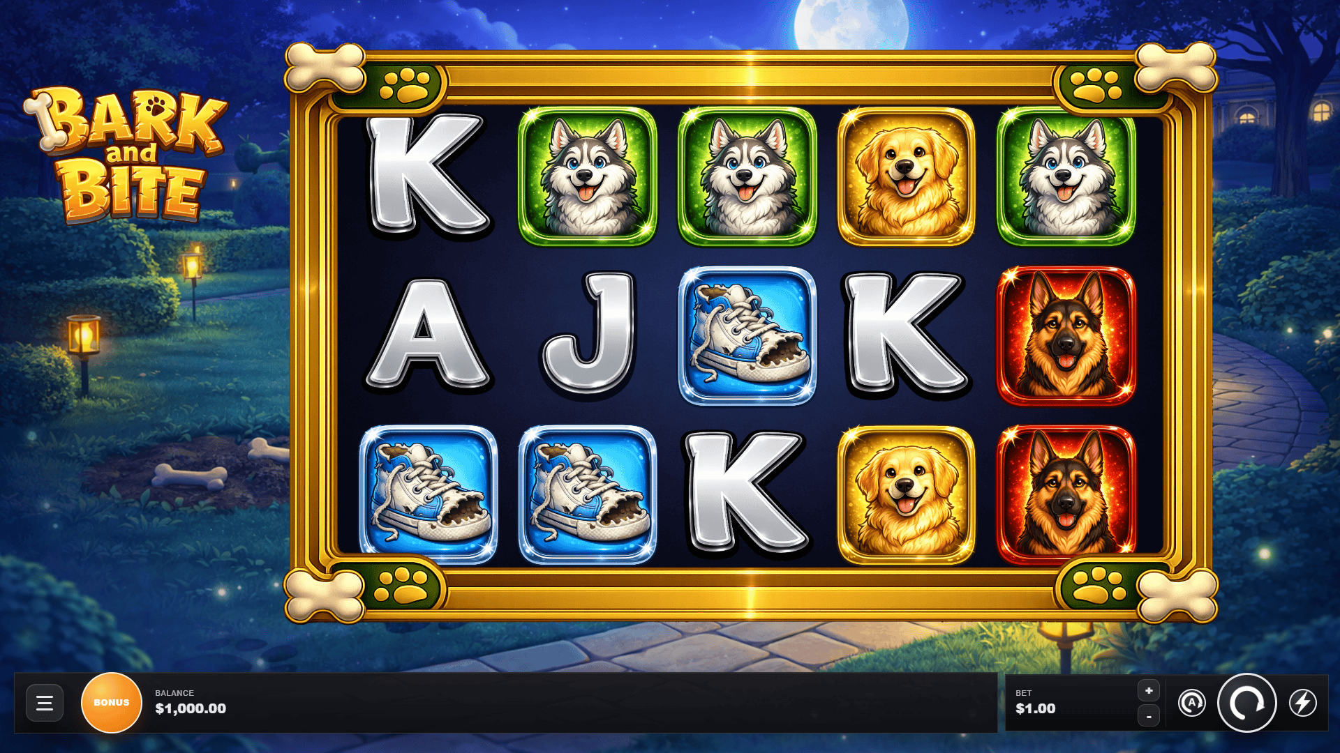 Bark and Bite slot gameplay reels