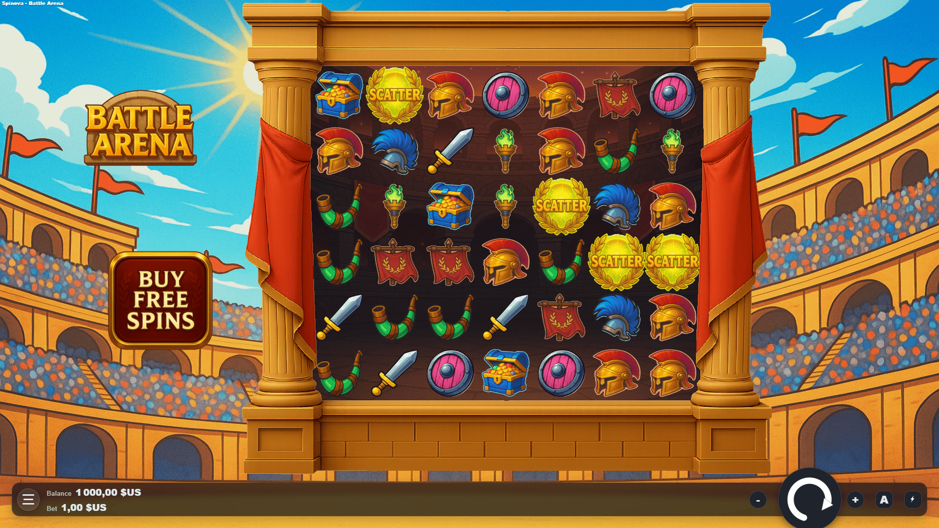 Battle Arena slot gameplay reels