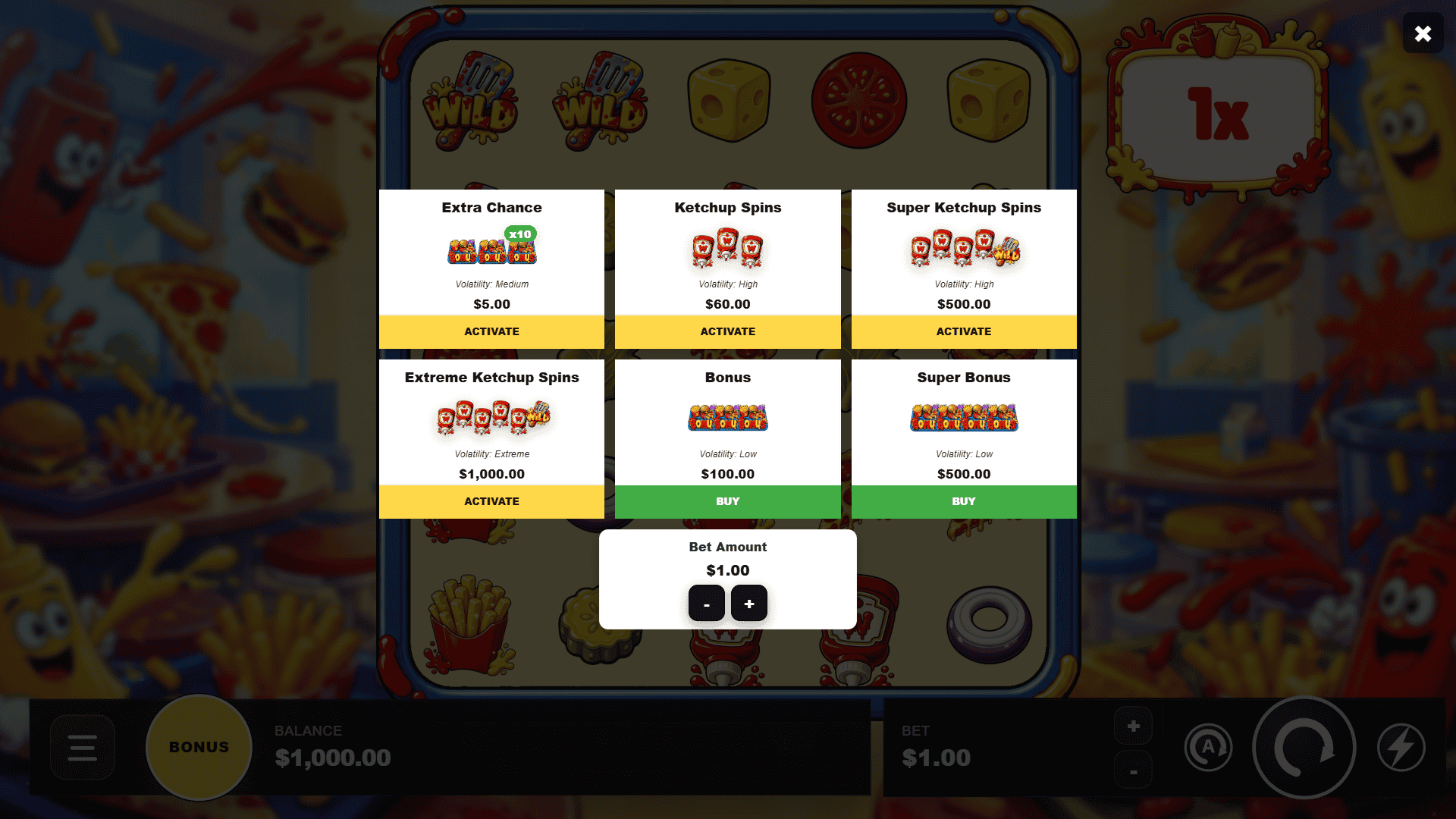 Condiment Chaos bonus buy menu