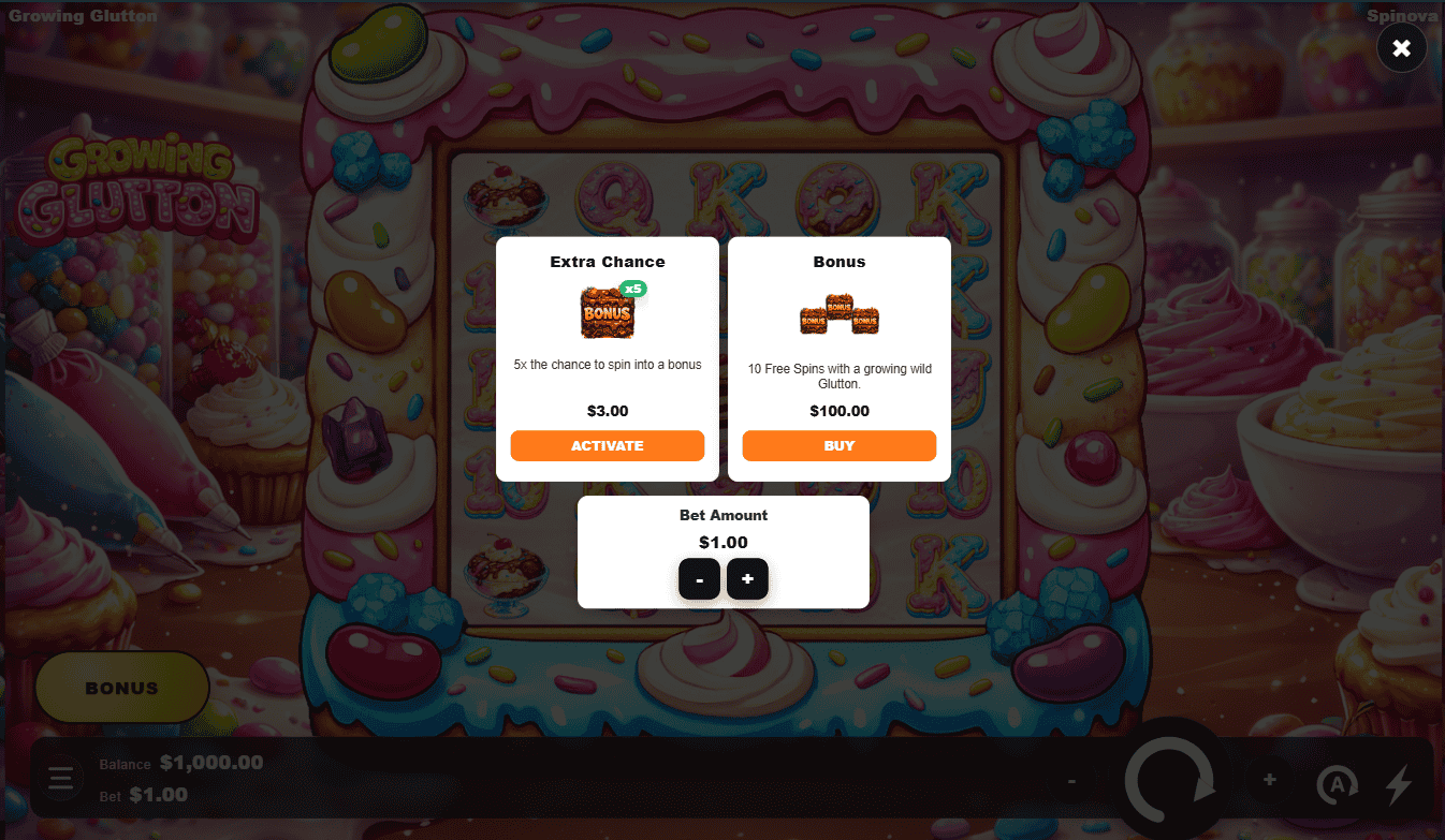 Growing Glutton bonus buy menu