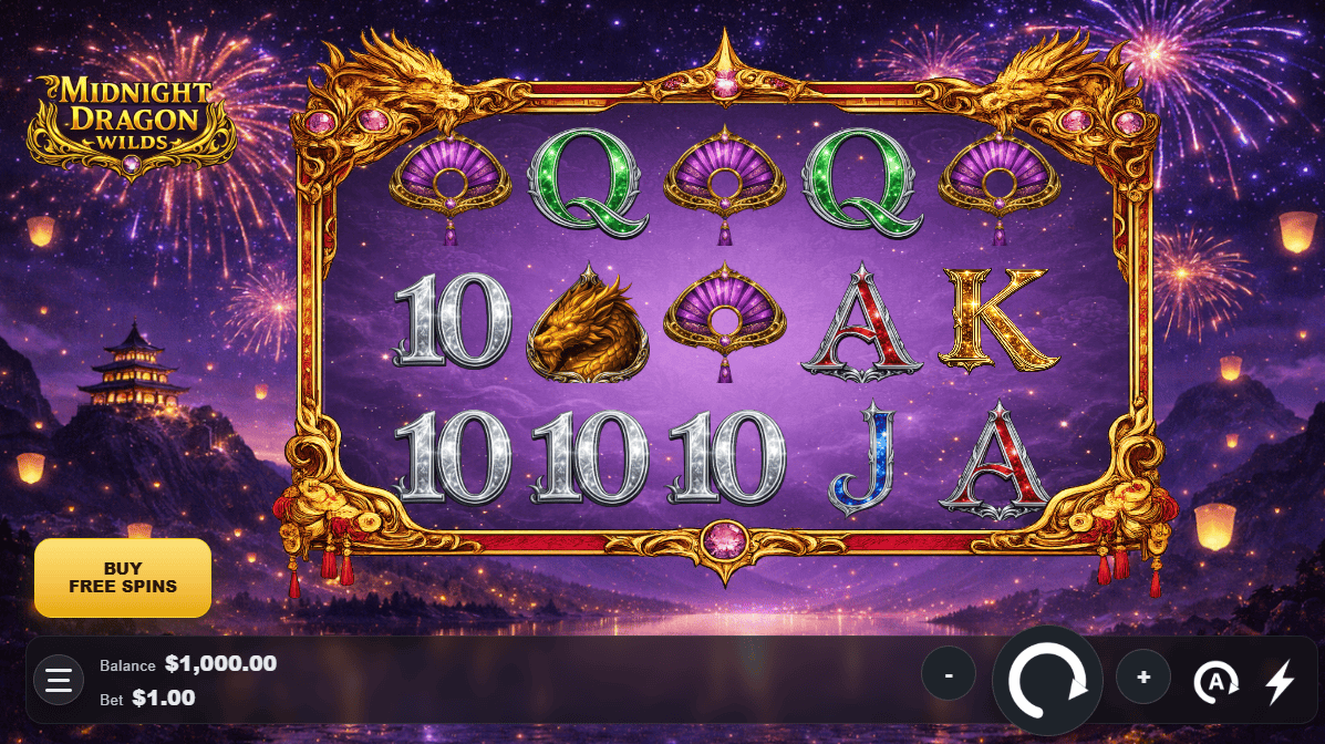 Midnight Dragon Wilds slot gameplay reels