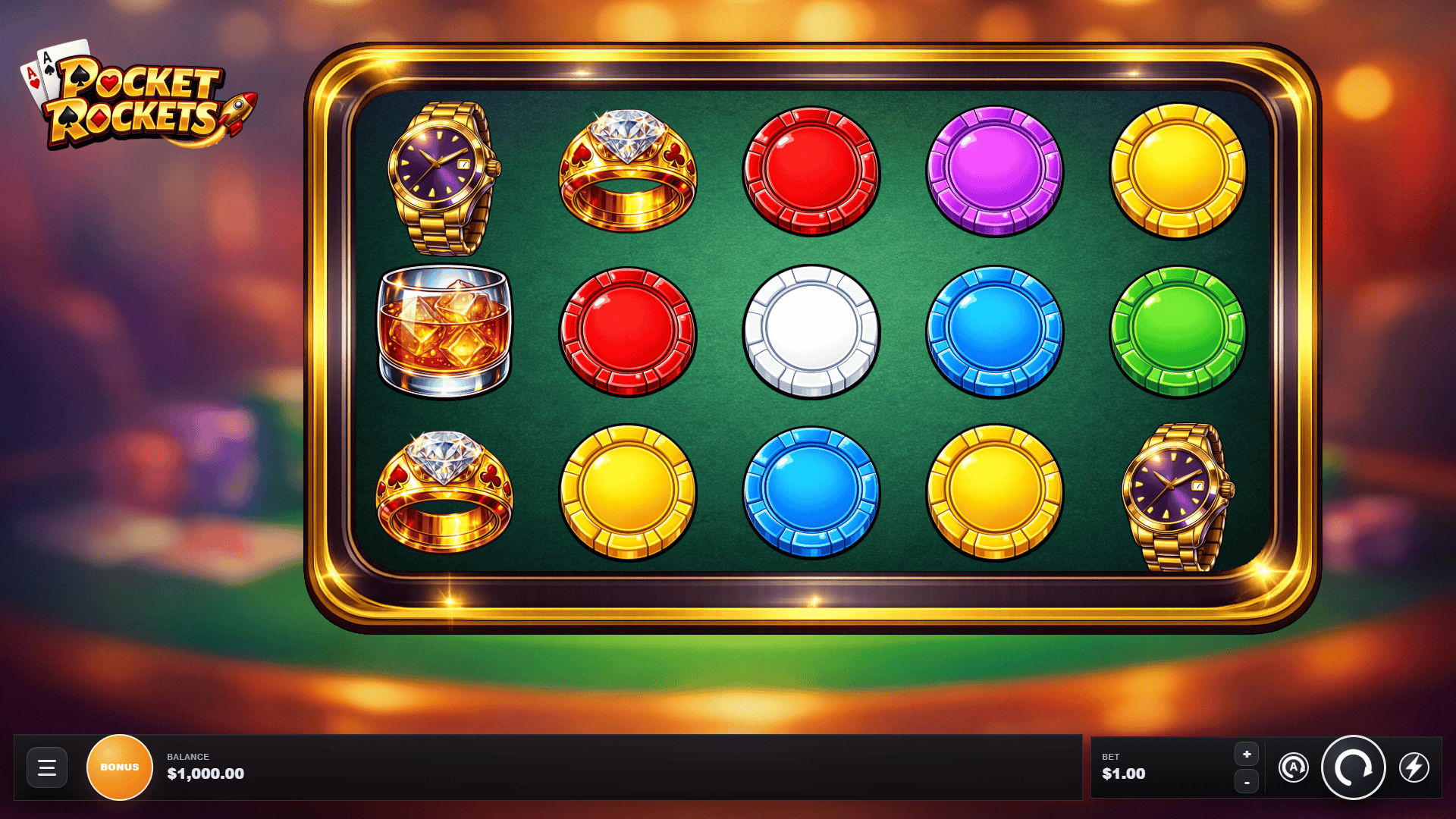 Pocket Rockets slot gameplay reels