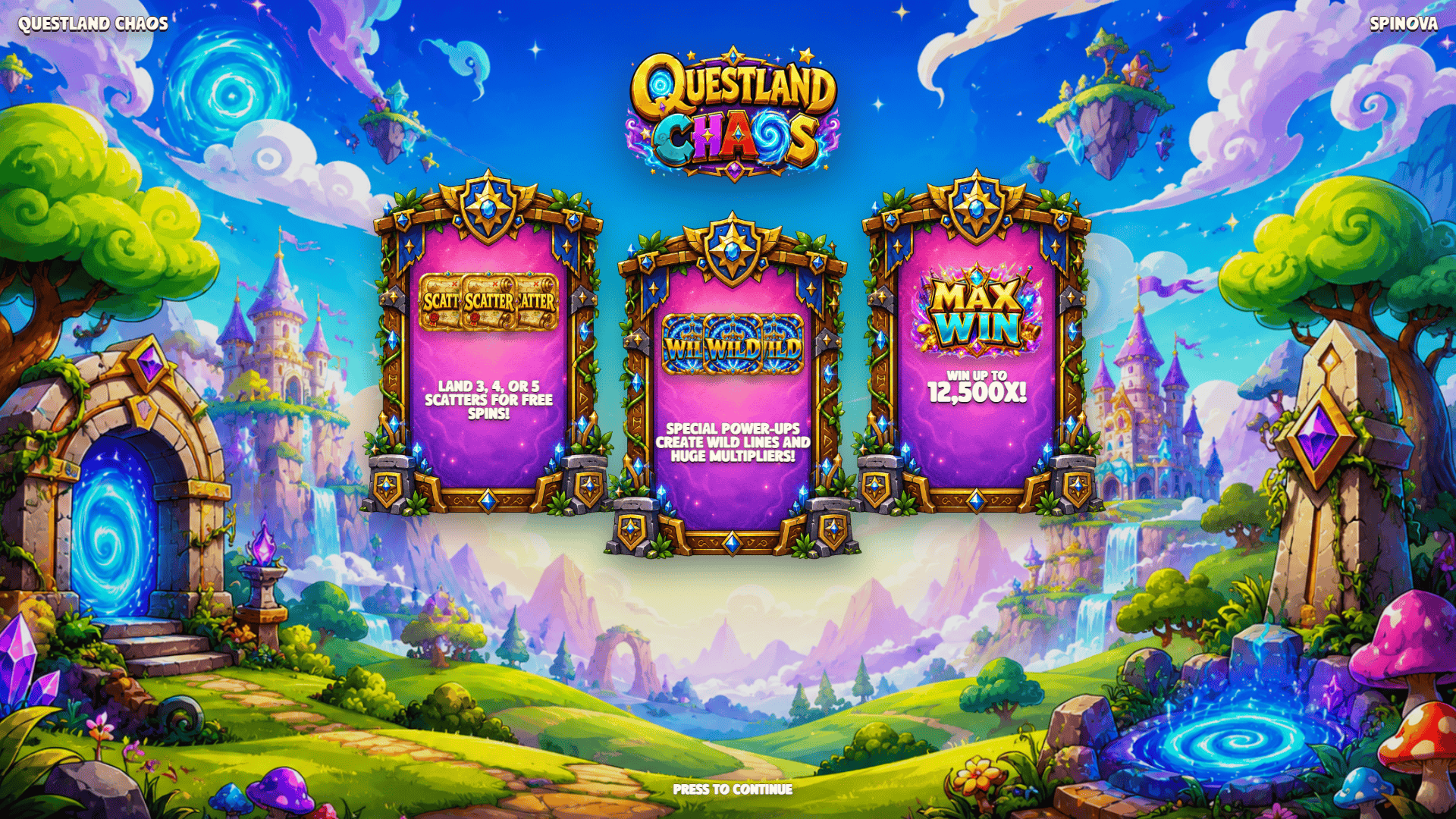Questland Chaos slot intro screen