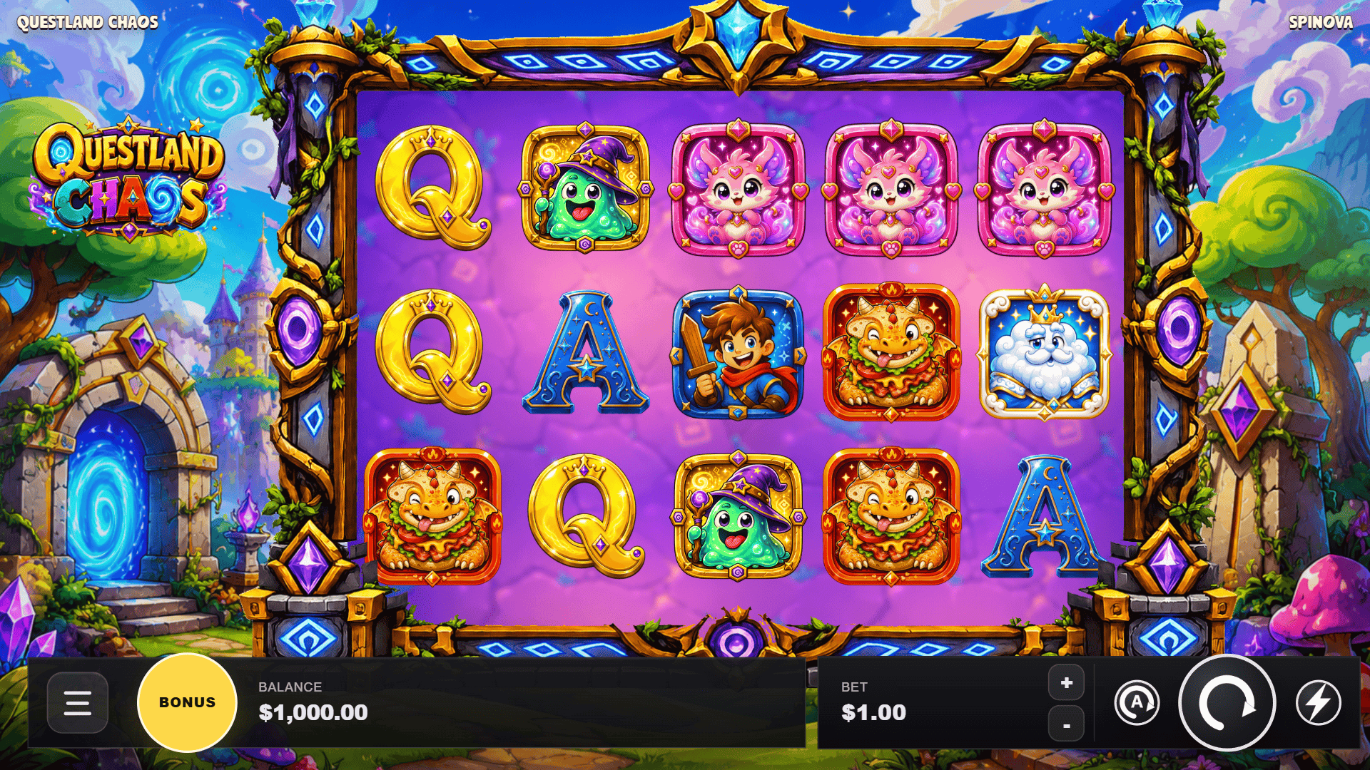 Questland Chaos slot gameplay reels