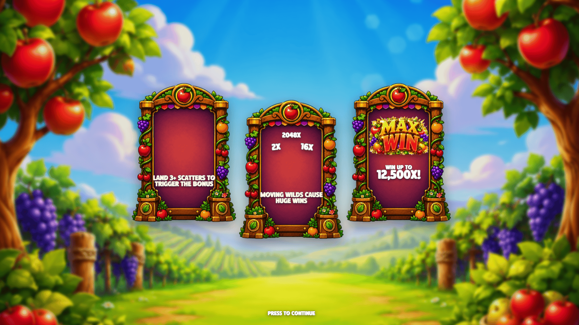Wild Orchard slot intro screen