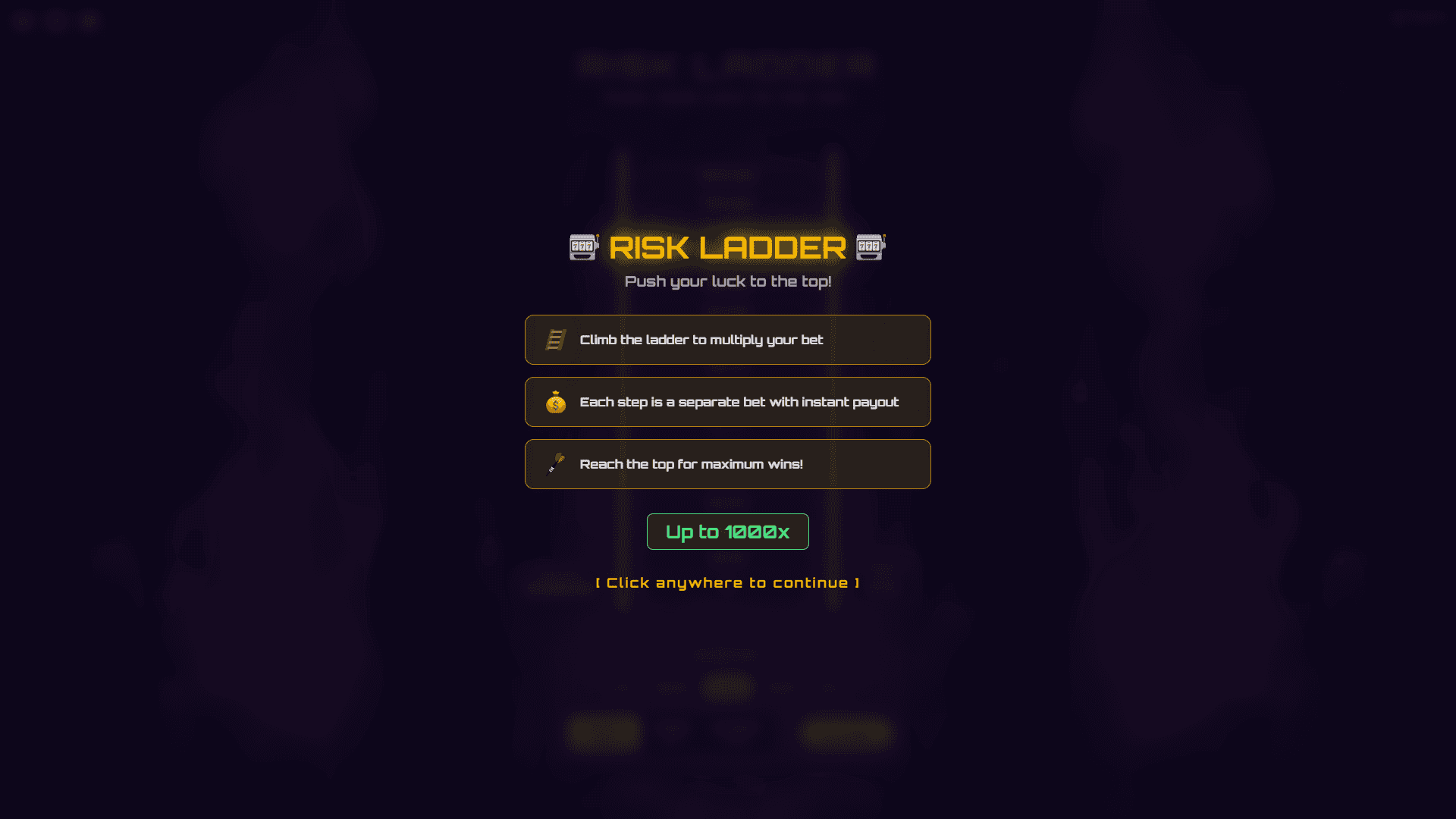 Risk Ladder slot intro screen