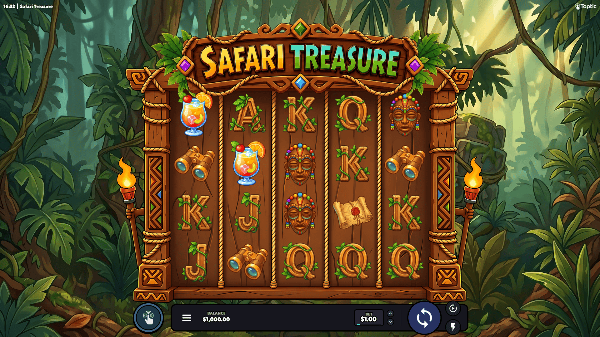 Safari Treasure slot gameplay reels