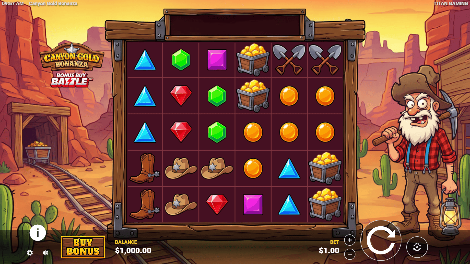 Canyon Gold Bonanza slot gameplay reels