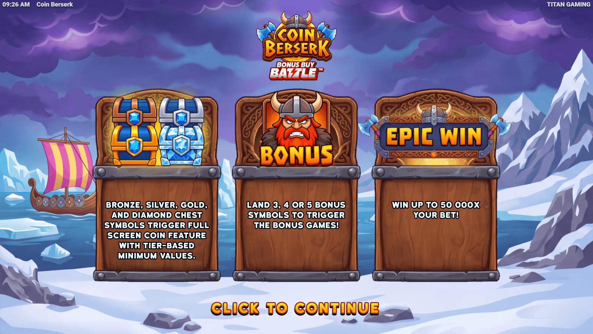 Coin Berserk slot intro screen