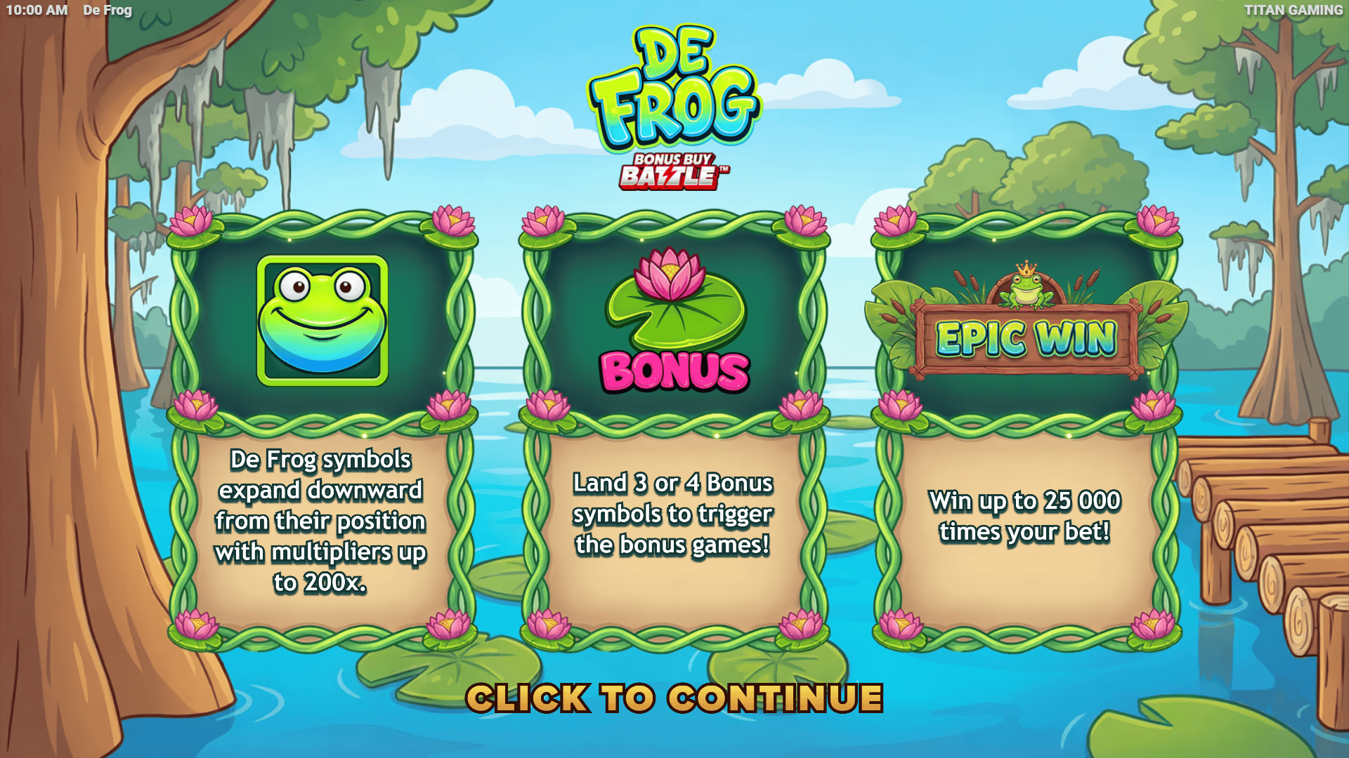 De Frog slot intro screen