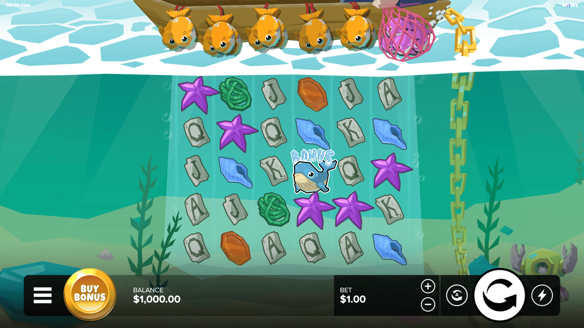 Fish slot gameplay reels