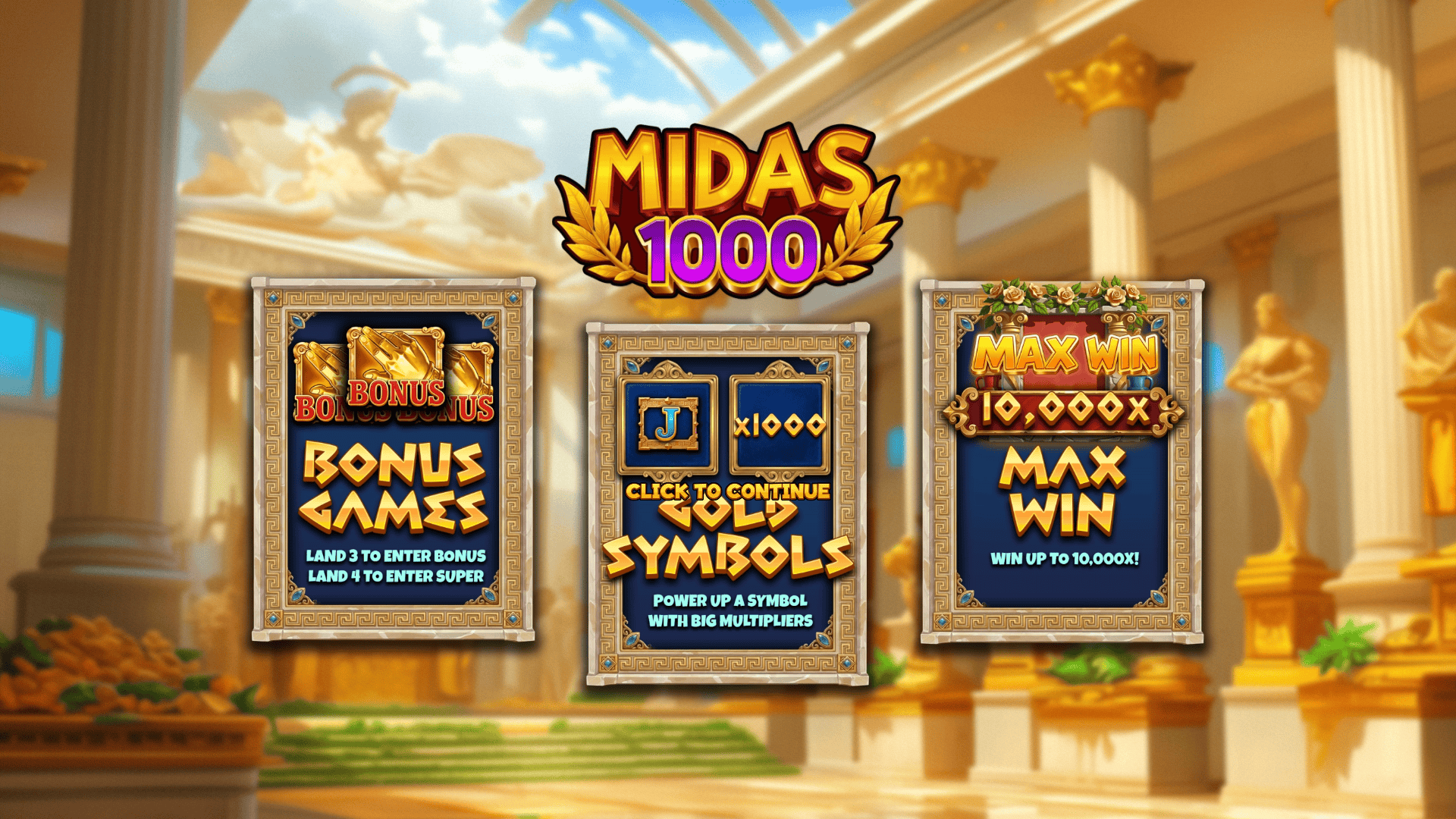 Midas 1000 slot intro screen