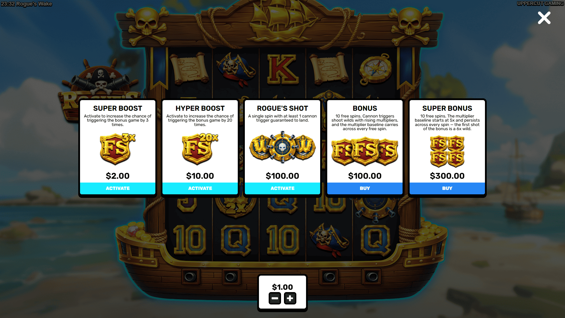 Rogues Wake bonus buy menu