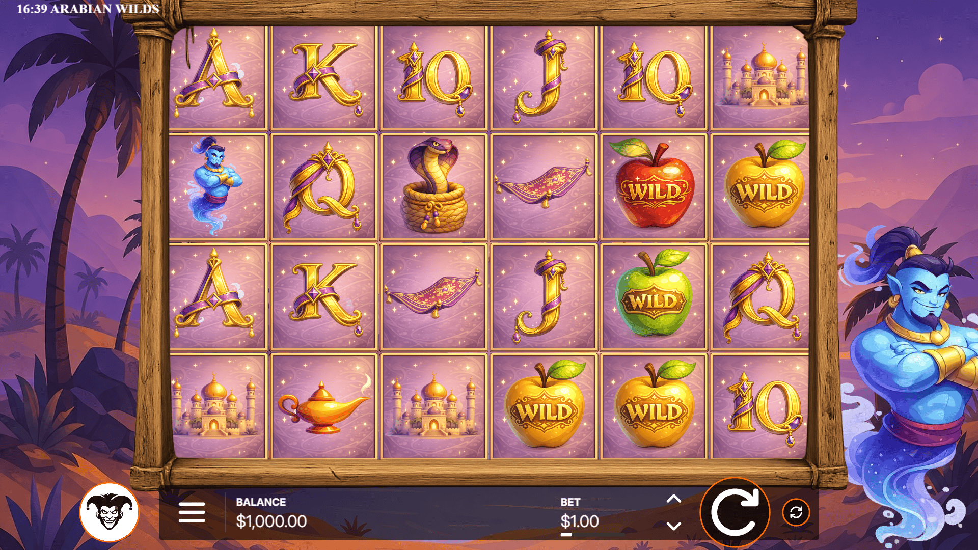 Arabian Wilds slot gameplay reels