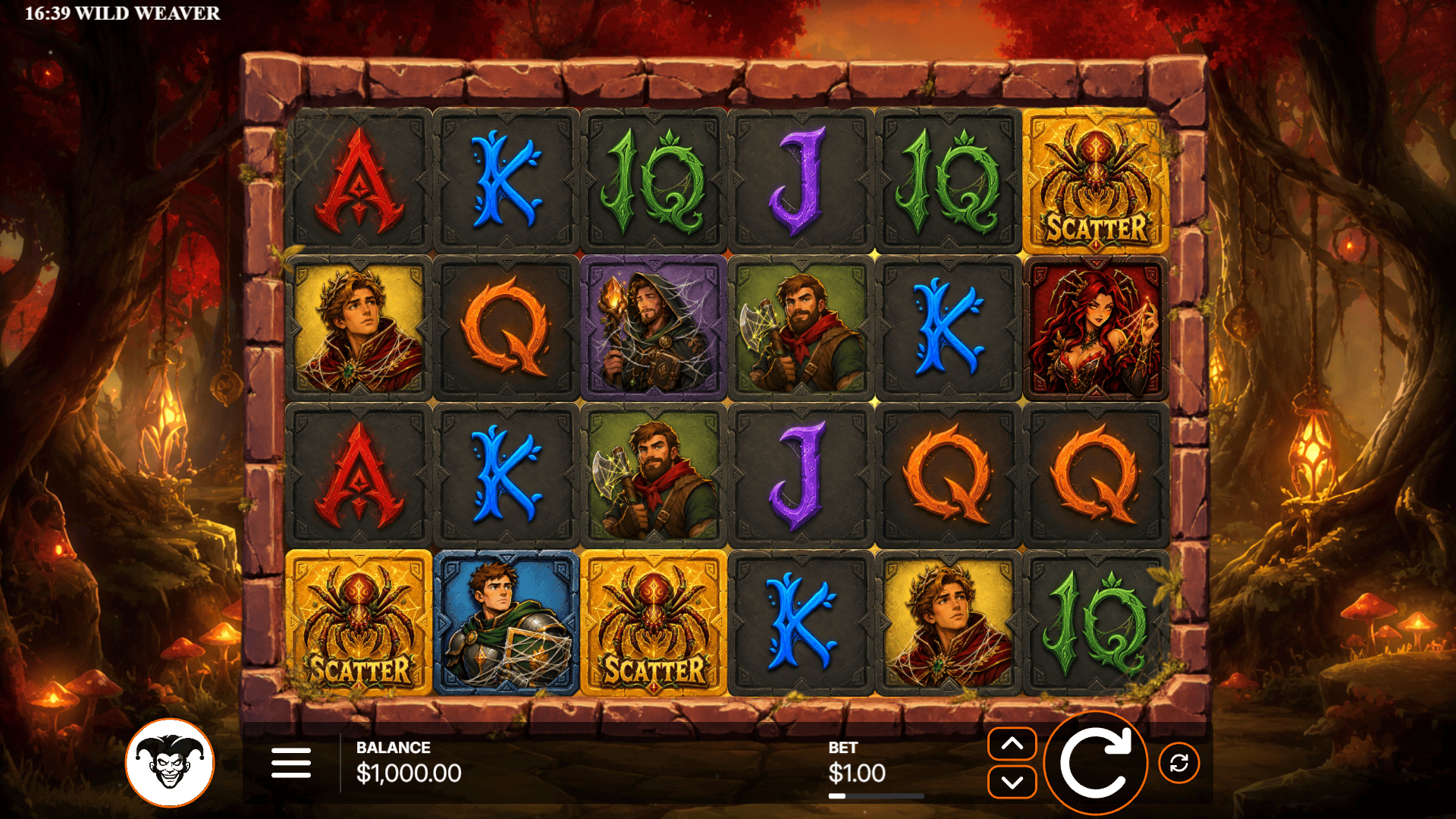 Wild Weaver slot gameplay reels