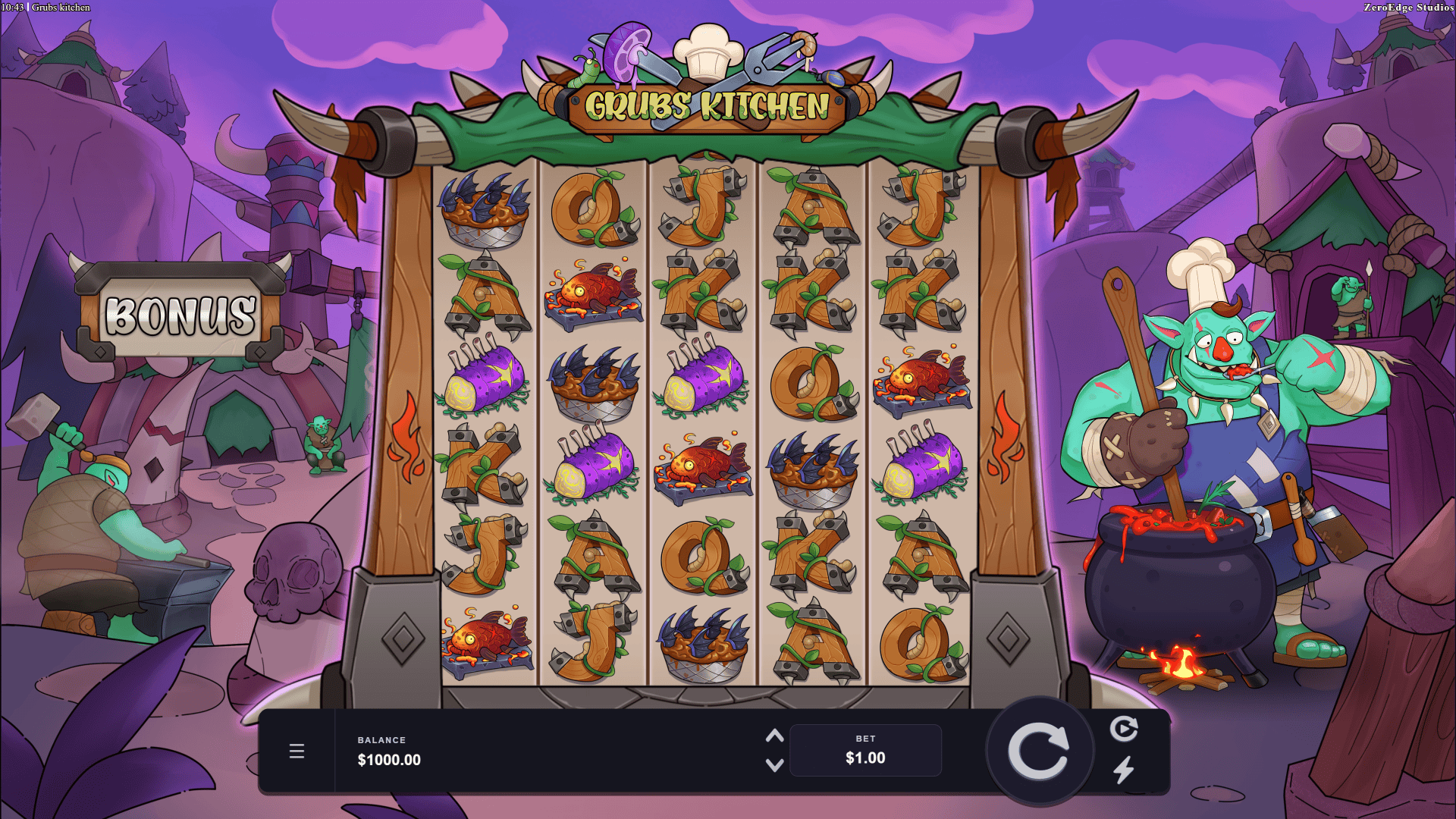Grubs Kitchen slot gameplay reels