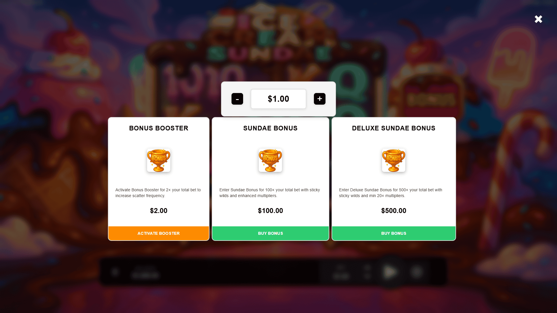 Ice Cream Sundae bonus buy menu