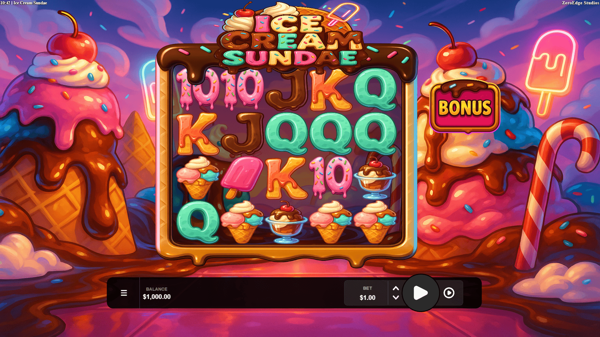 Ice Cream Sundae slot gameplay reels
