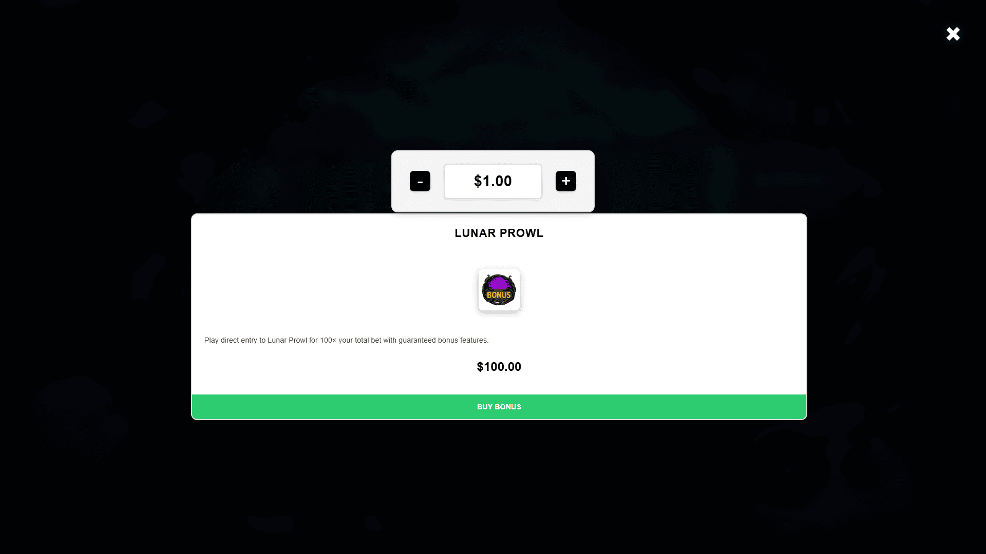 Midnight Prowl bonus buy menu