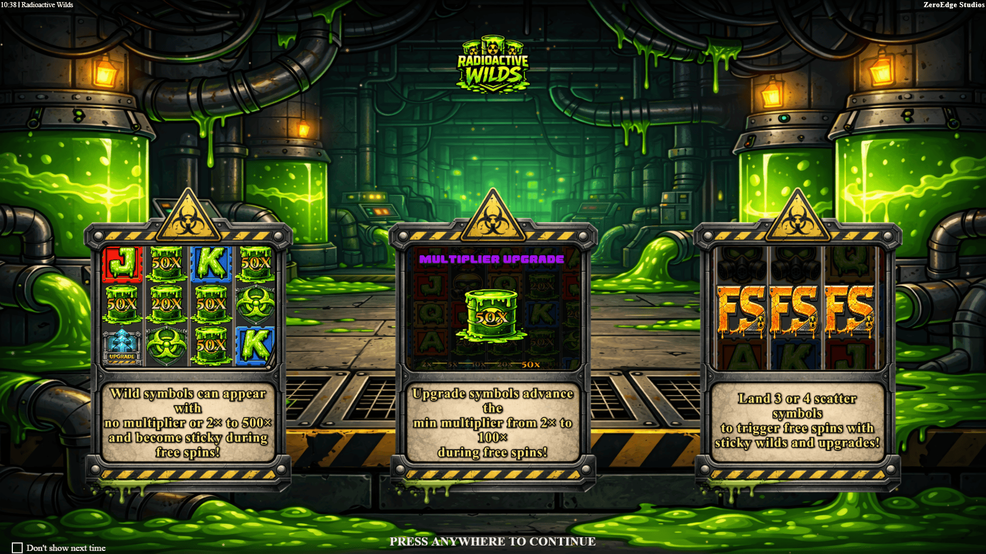 Radioactive Wilds slot intro screen