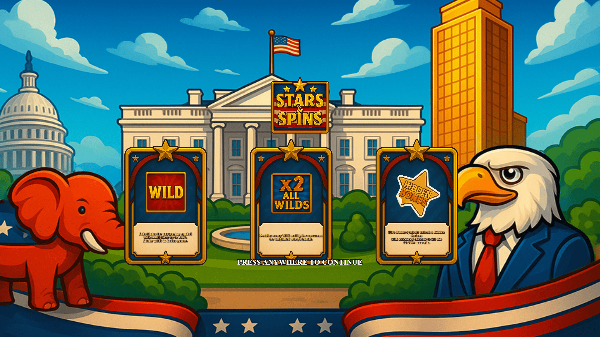 Stars And Spins slot intro screen