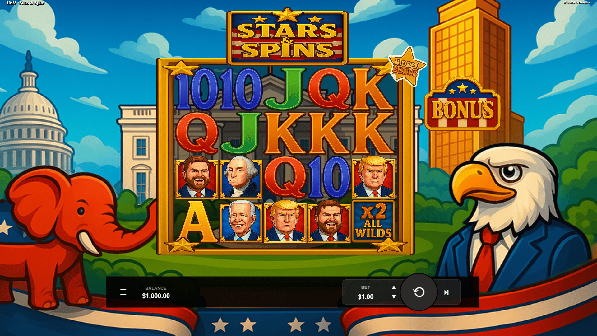 Stars And Spins slot gameplay reels