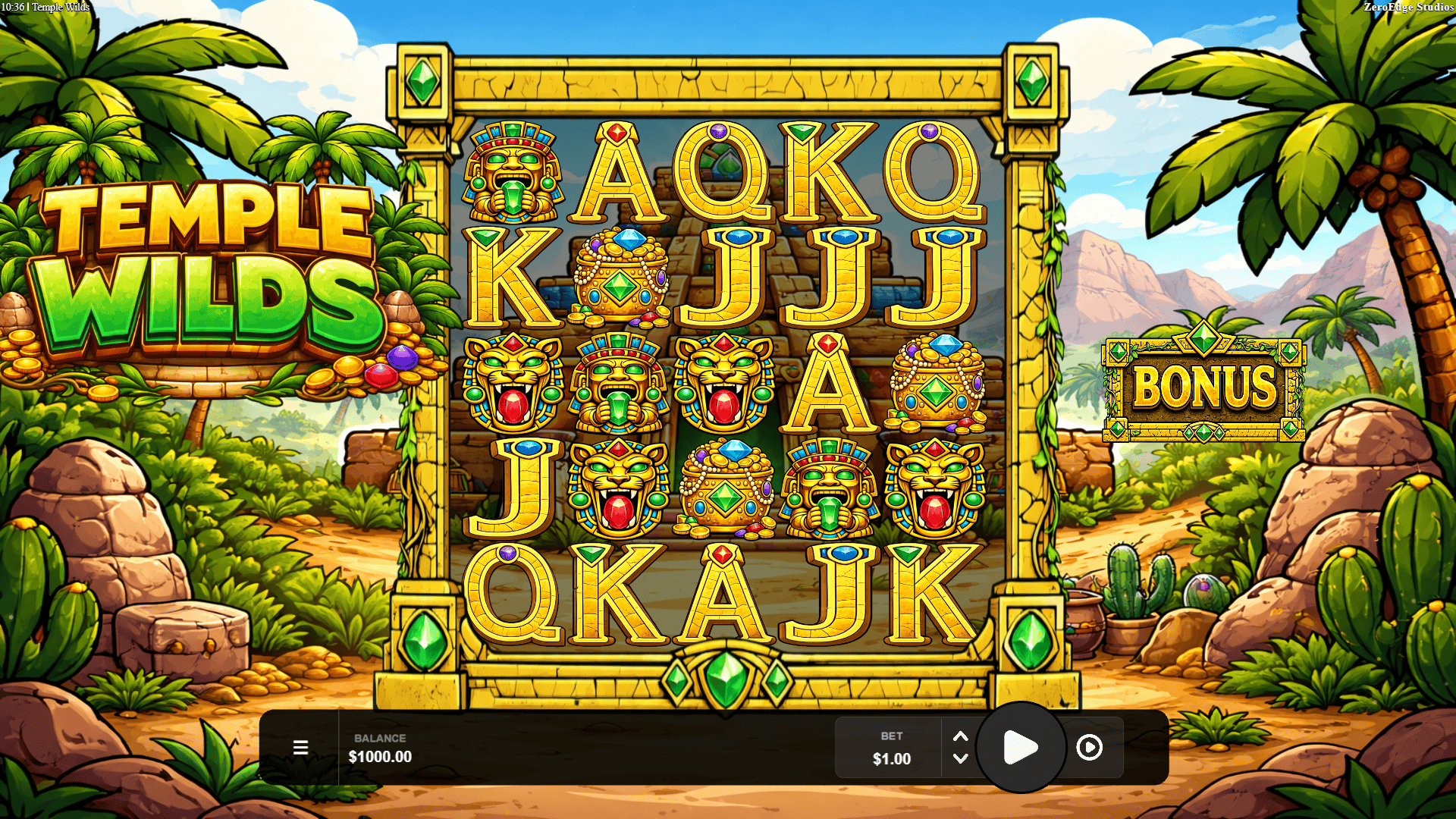 Temple Wilds slot gameplay reels