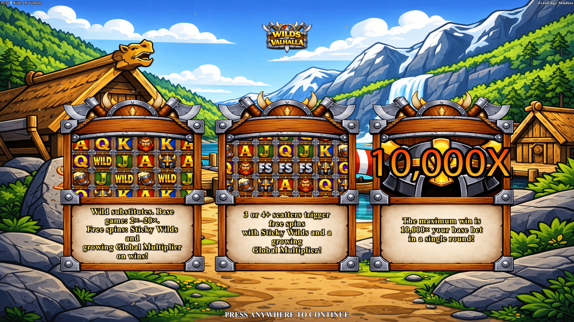 Wilds Of Valhalla slot intro screen