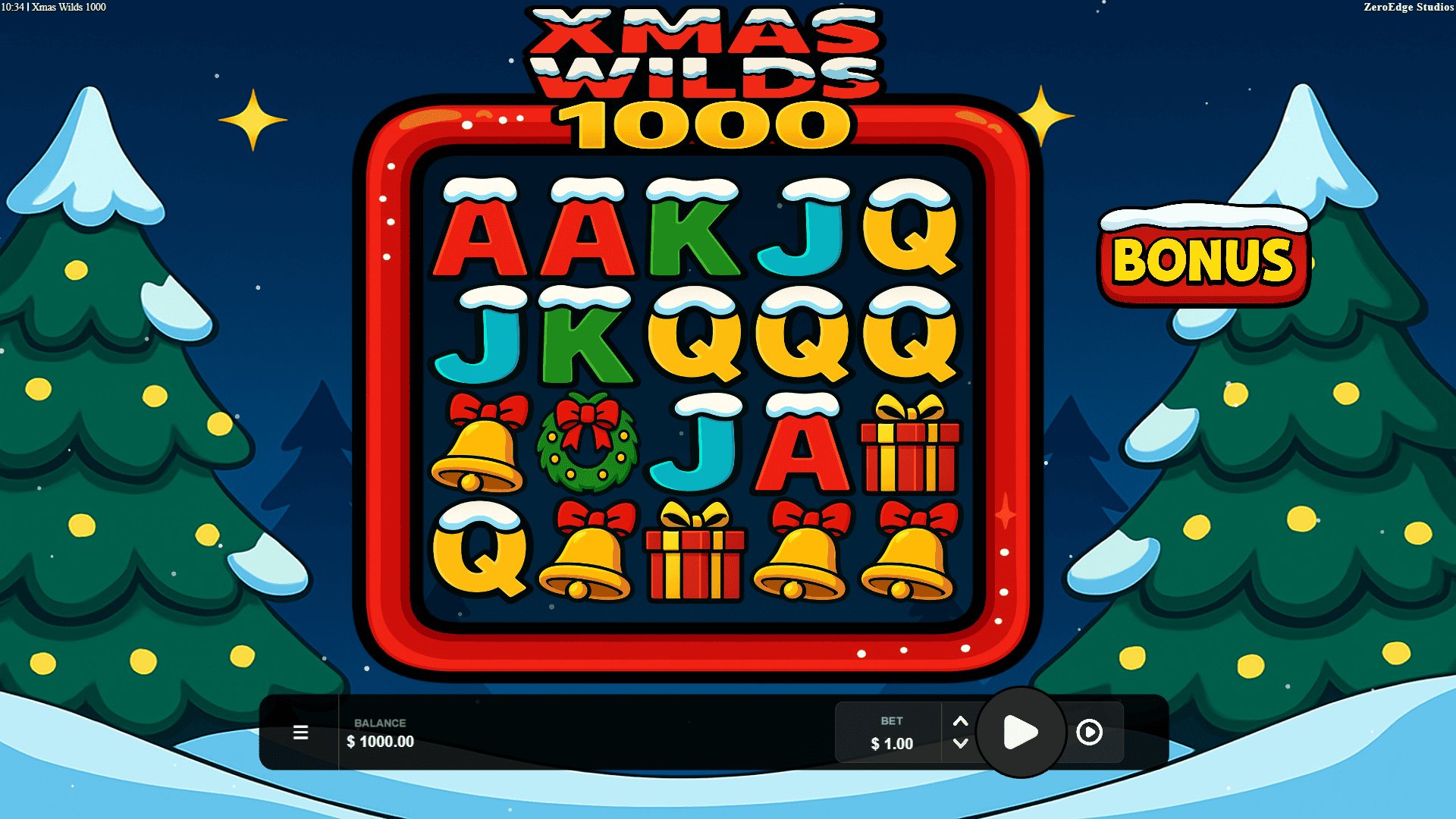Xmas Wilds 1000 slot gameplay reels
