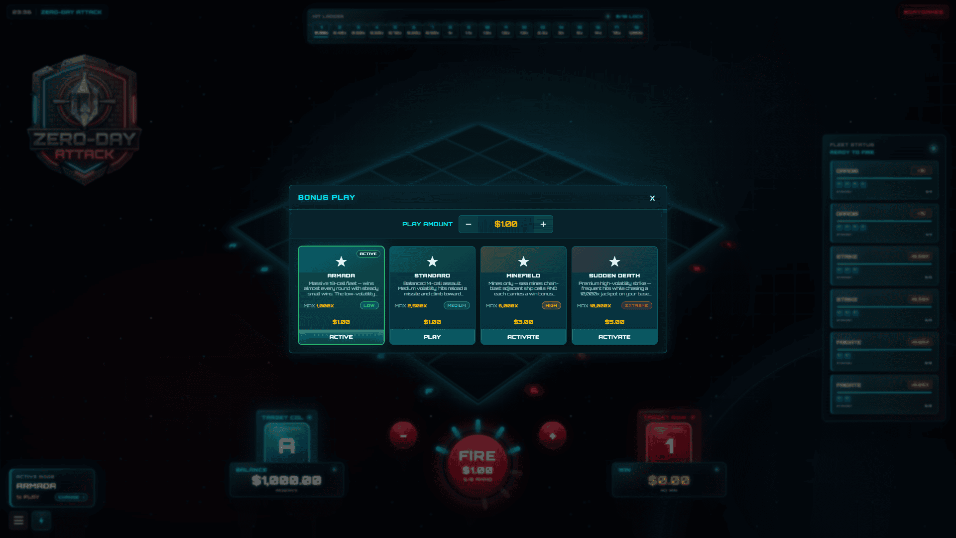 Zero-Day Attack bonus buy menu