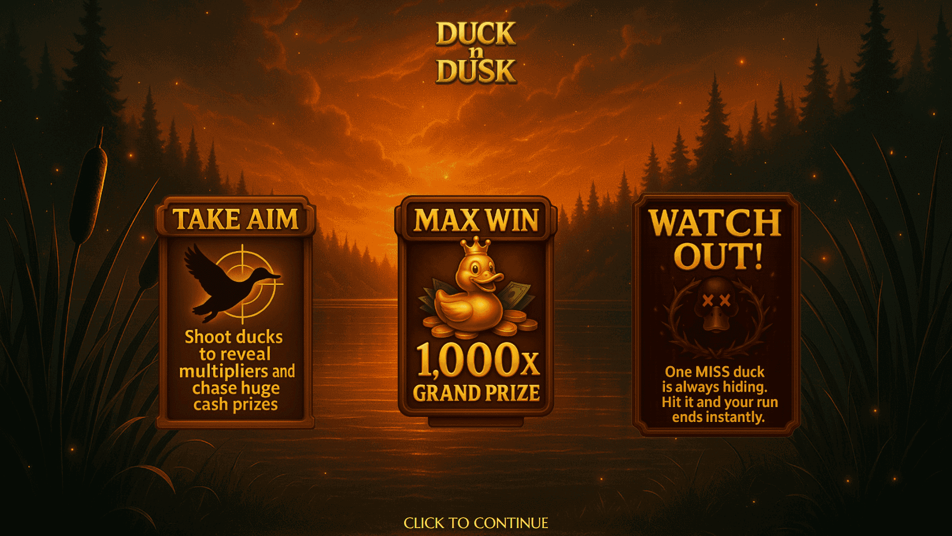 Duck N Dusk slot intro screen
