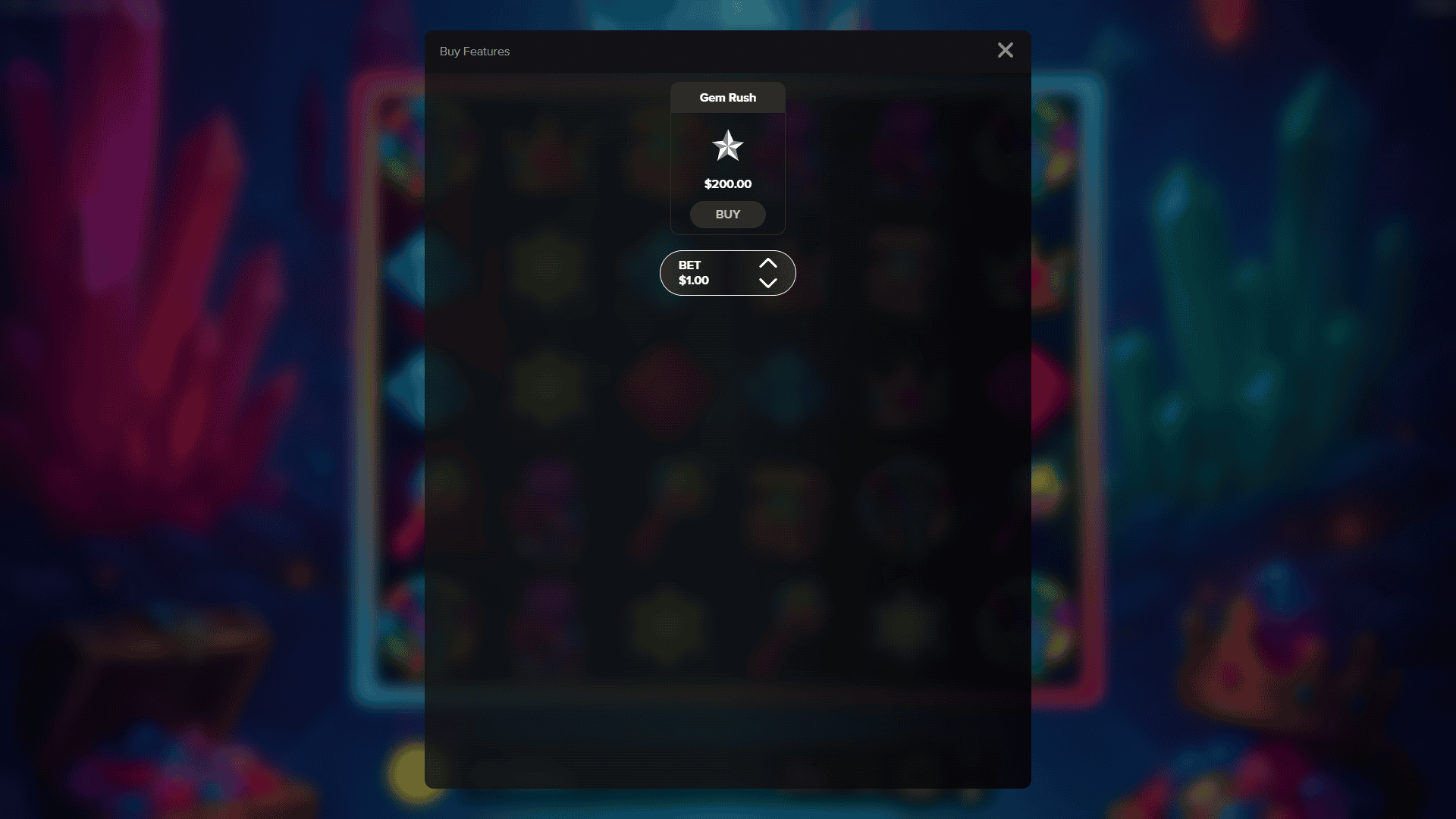 GemBurst Rush bonus buy menu