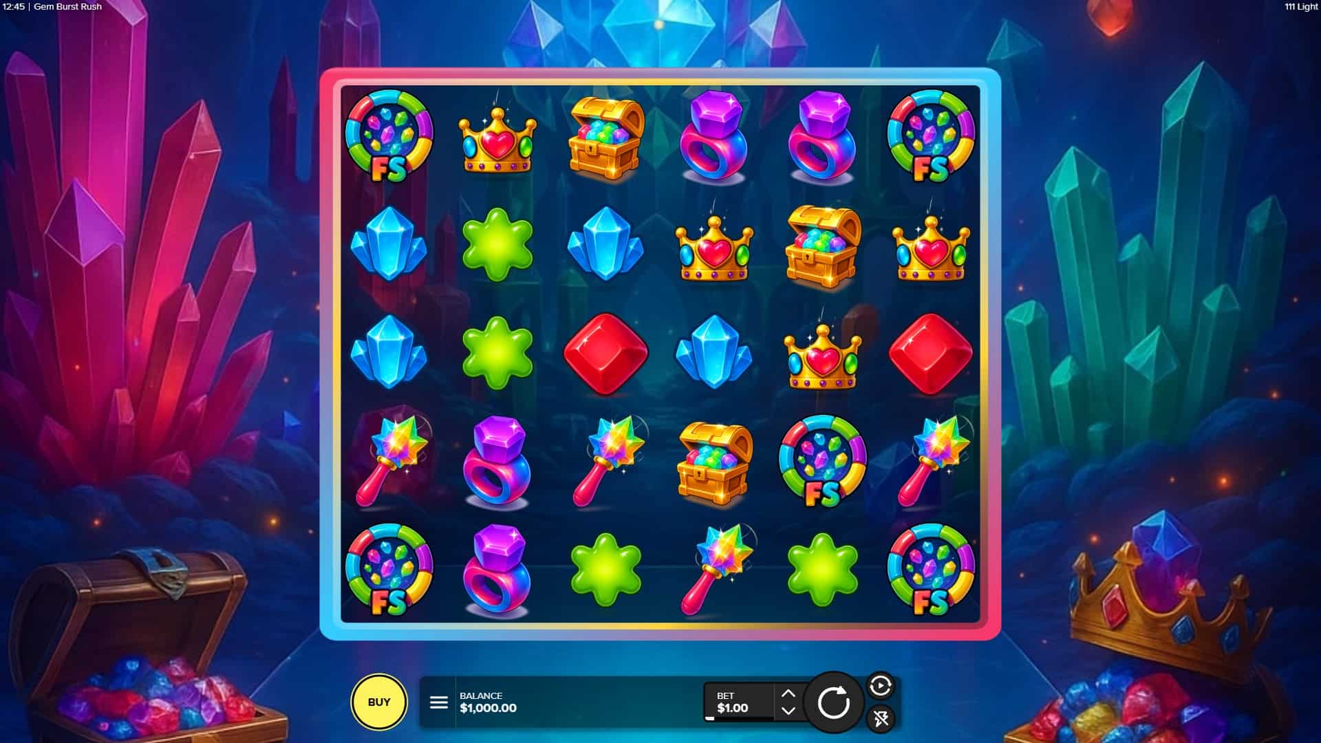 GemBurst Rush slot gameplay reels