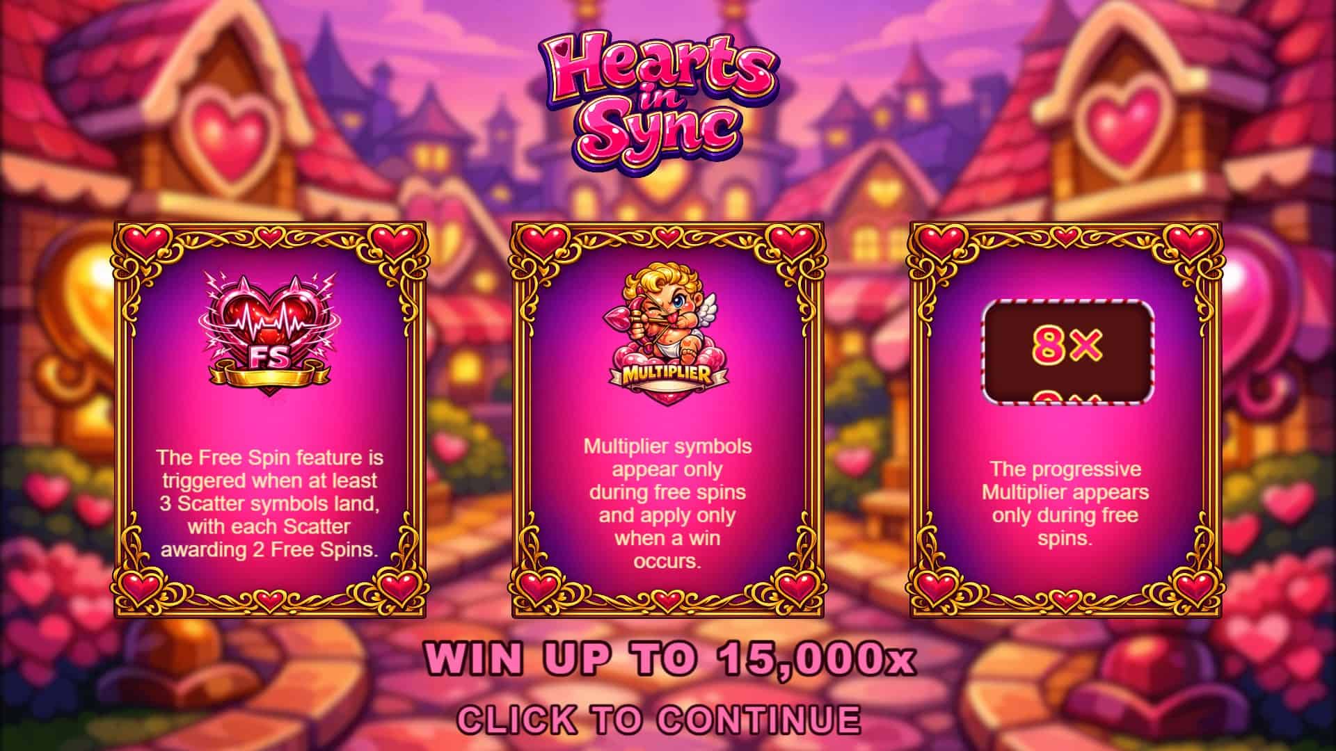 Hearts In Sync slot intro screen