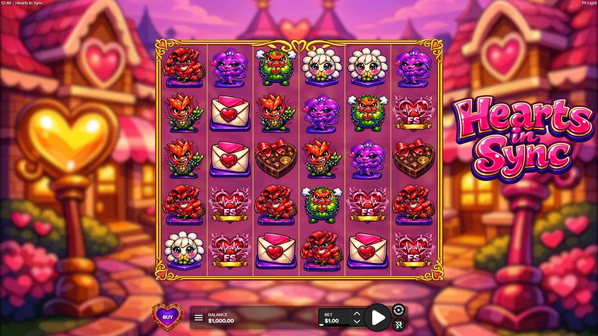 Hearts In Sync slot gameplay reels
