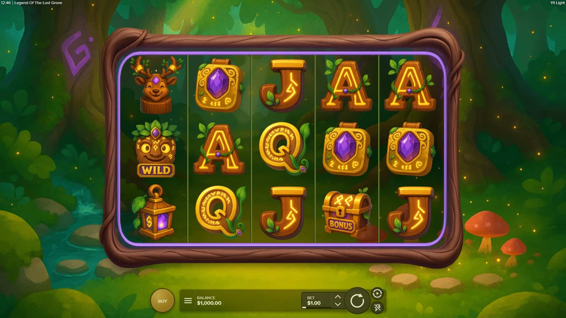 Legends of the Lost Grove slot gameplay reels