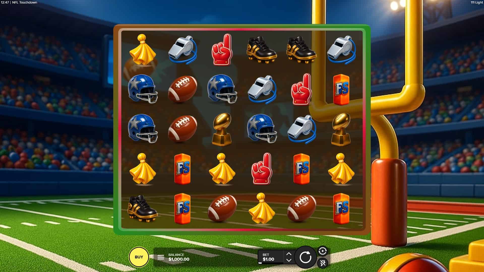 NFL Touchdown slot gameplay reels