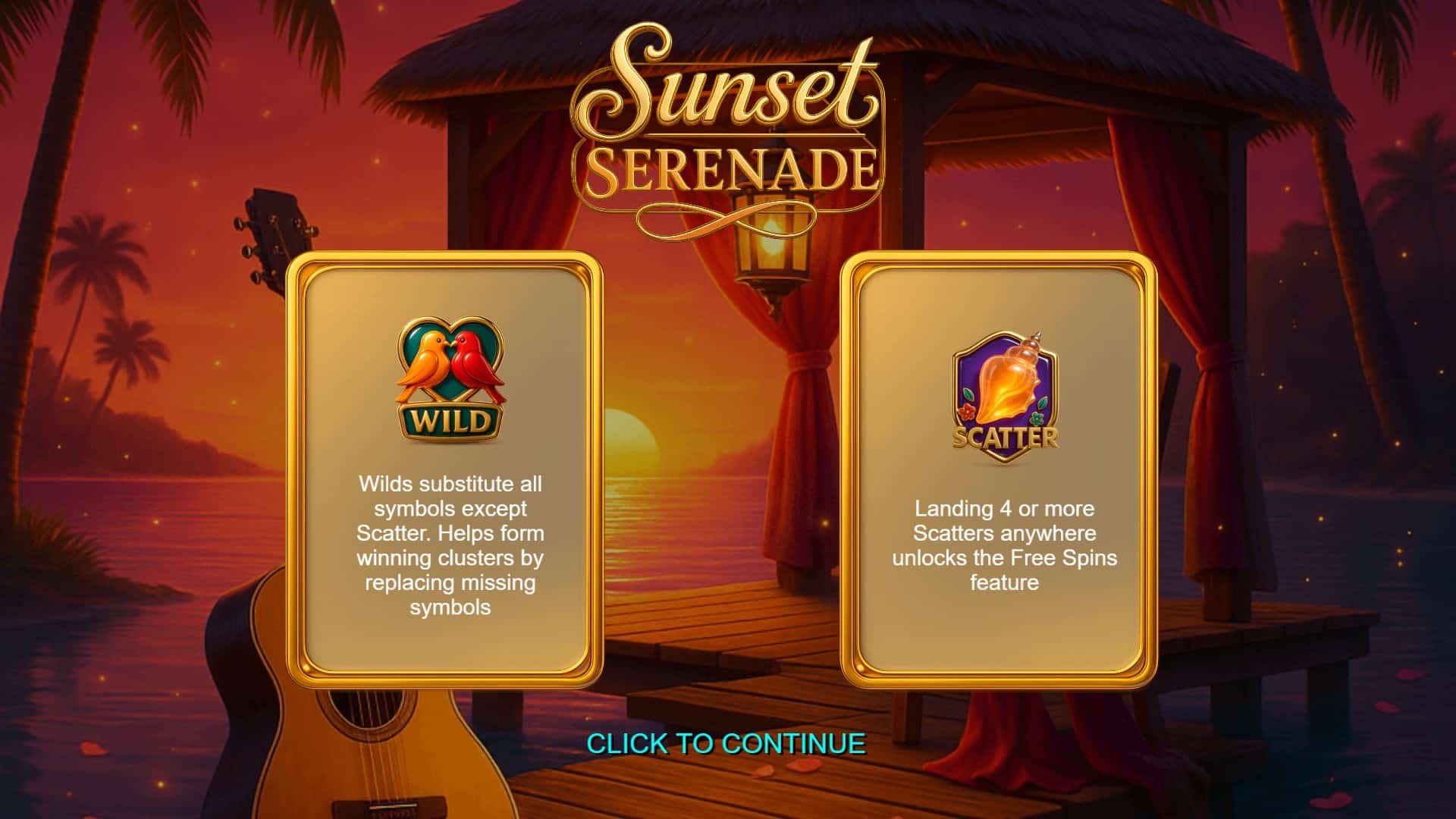 Sunset Serenade slot intro screen
