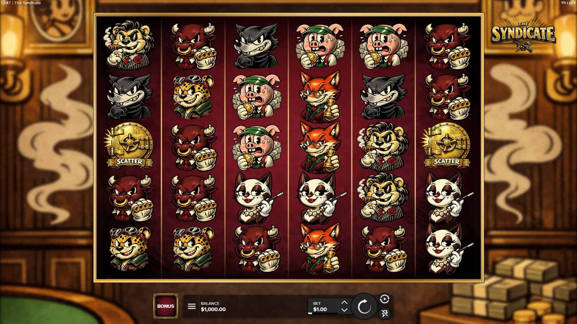 The Syndicate slot gameplay reels