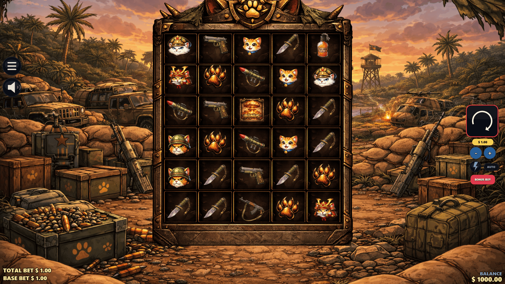 Cat War slot gameplay reels