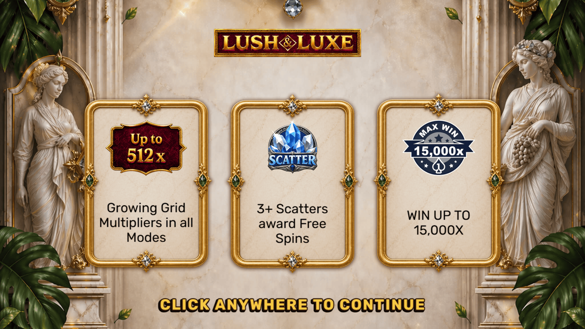 Lush N Luxe slot intro screen