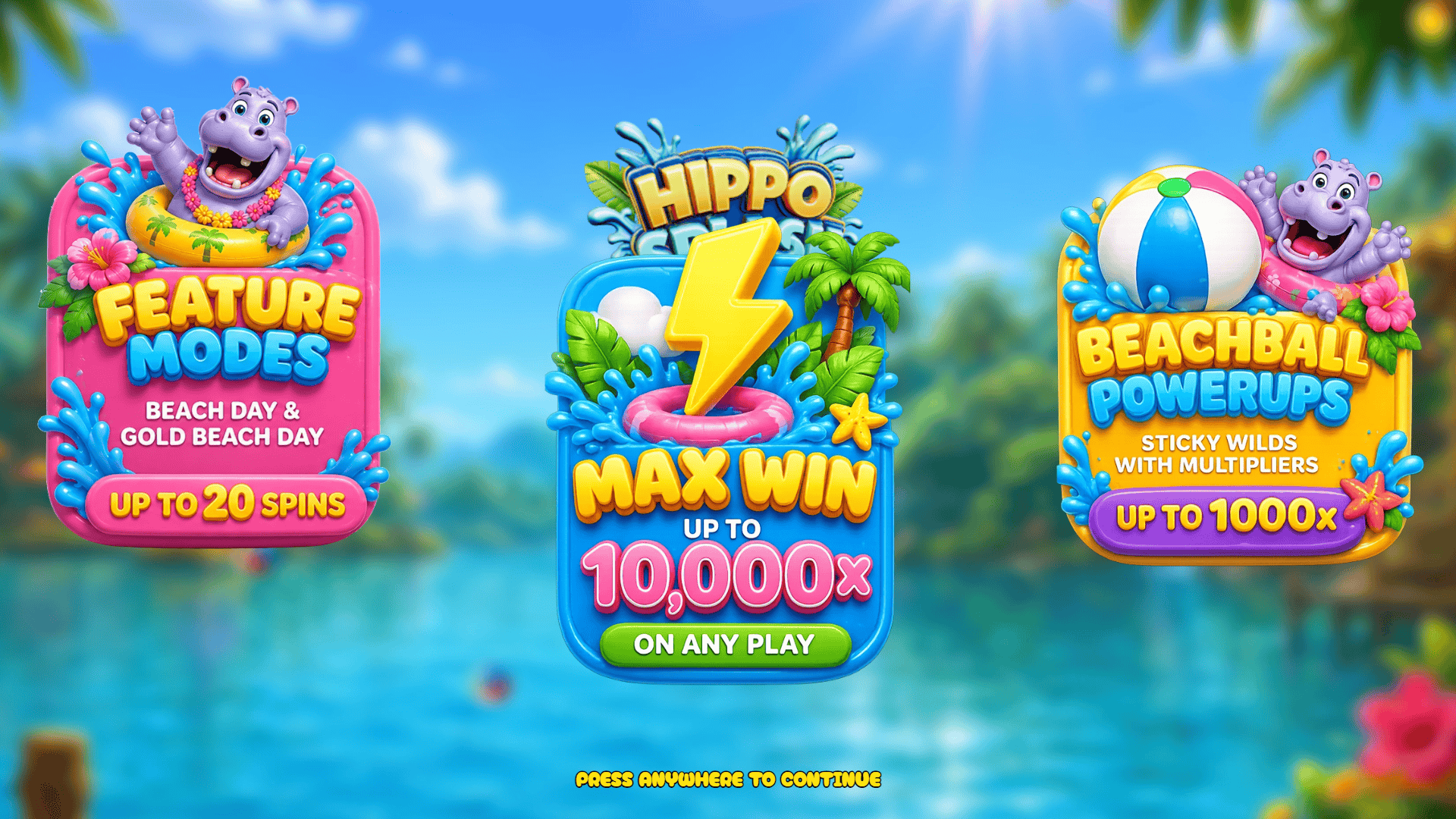 Hippo Splash slot intro screen
