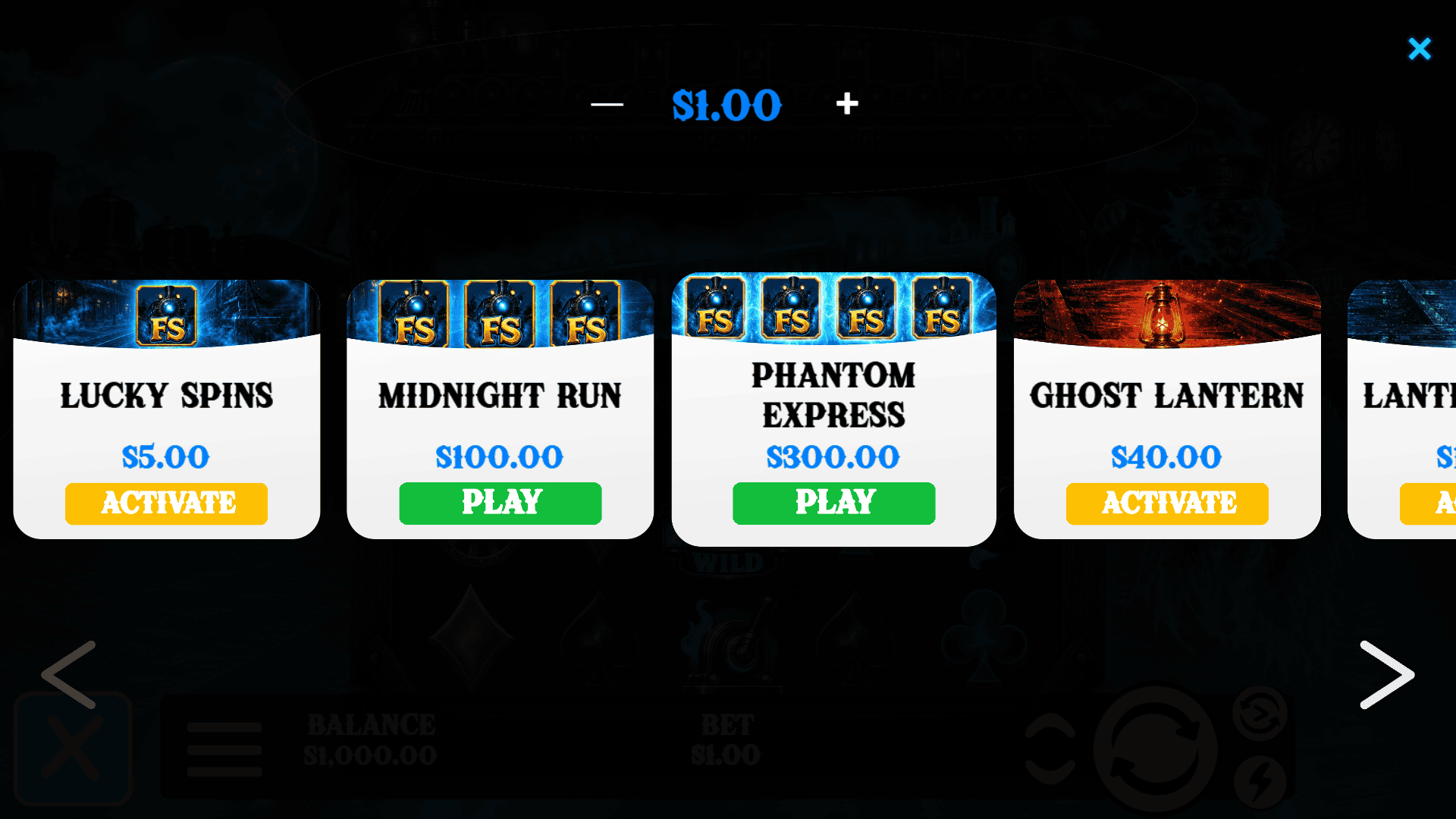The Train Conductor bonus buy menu