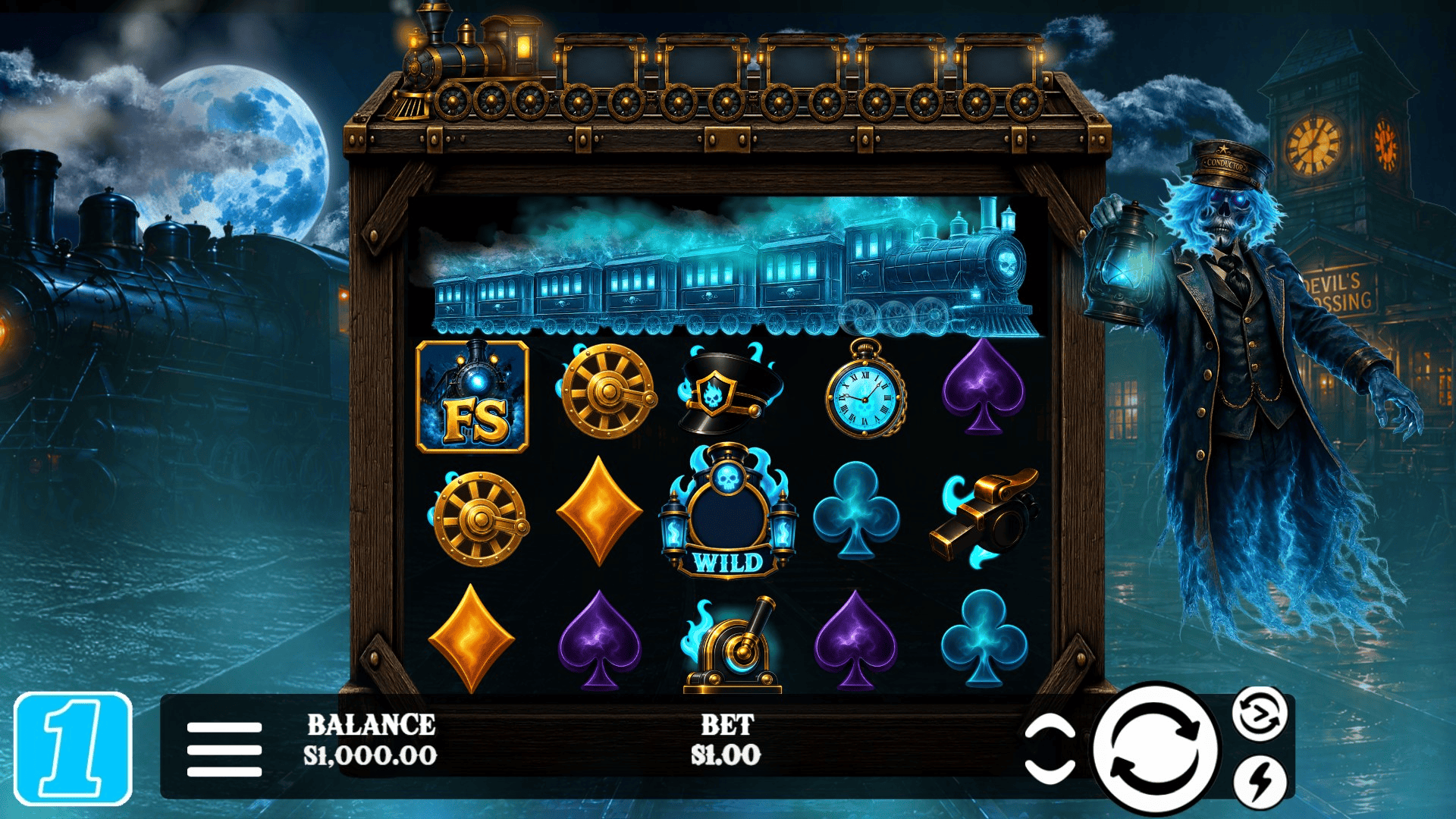 The Train Conductor slot gameplay reels