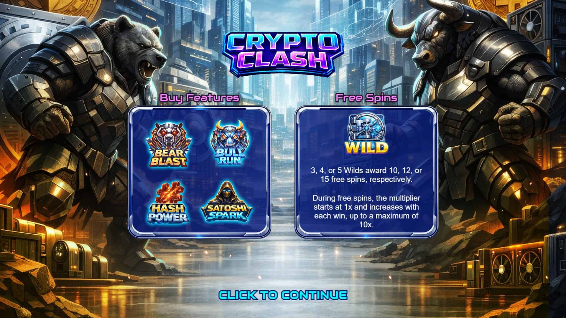 Crypto Clash slot intro screen