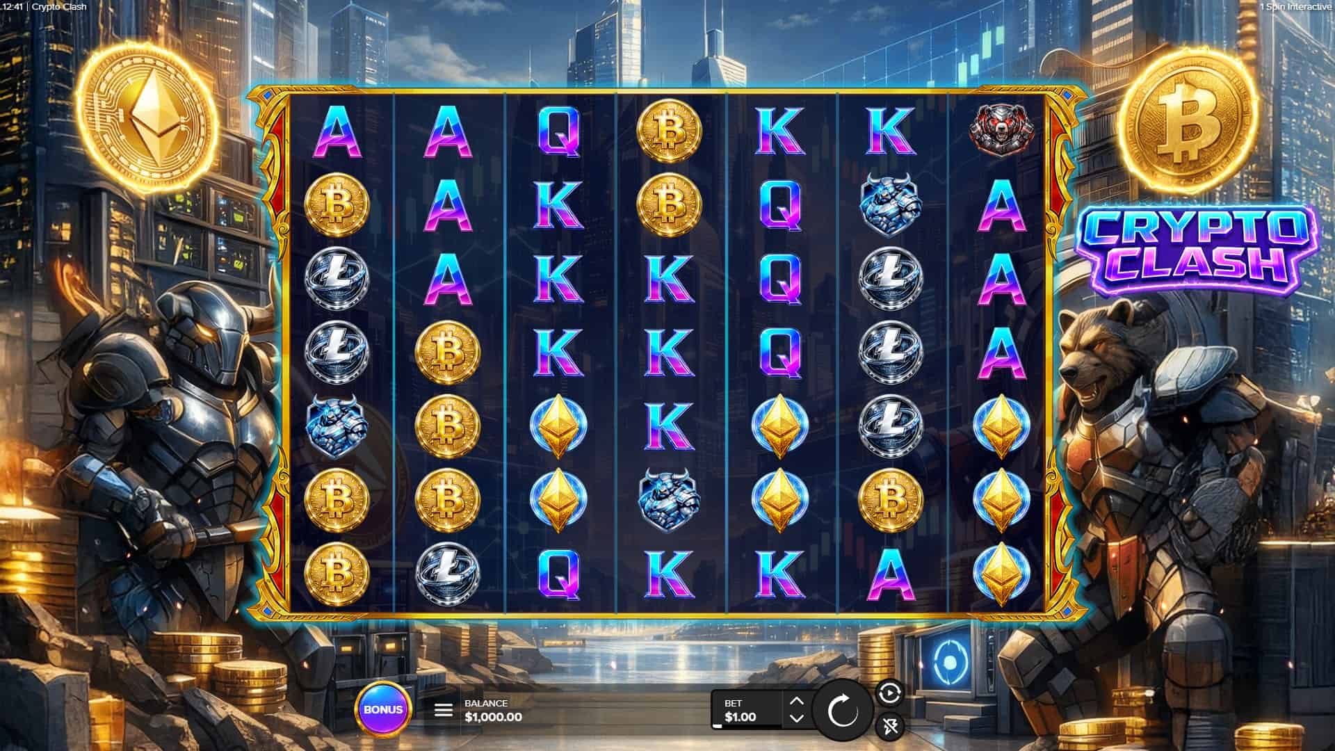 Crypto Clash slot gameplay reels