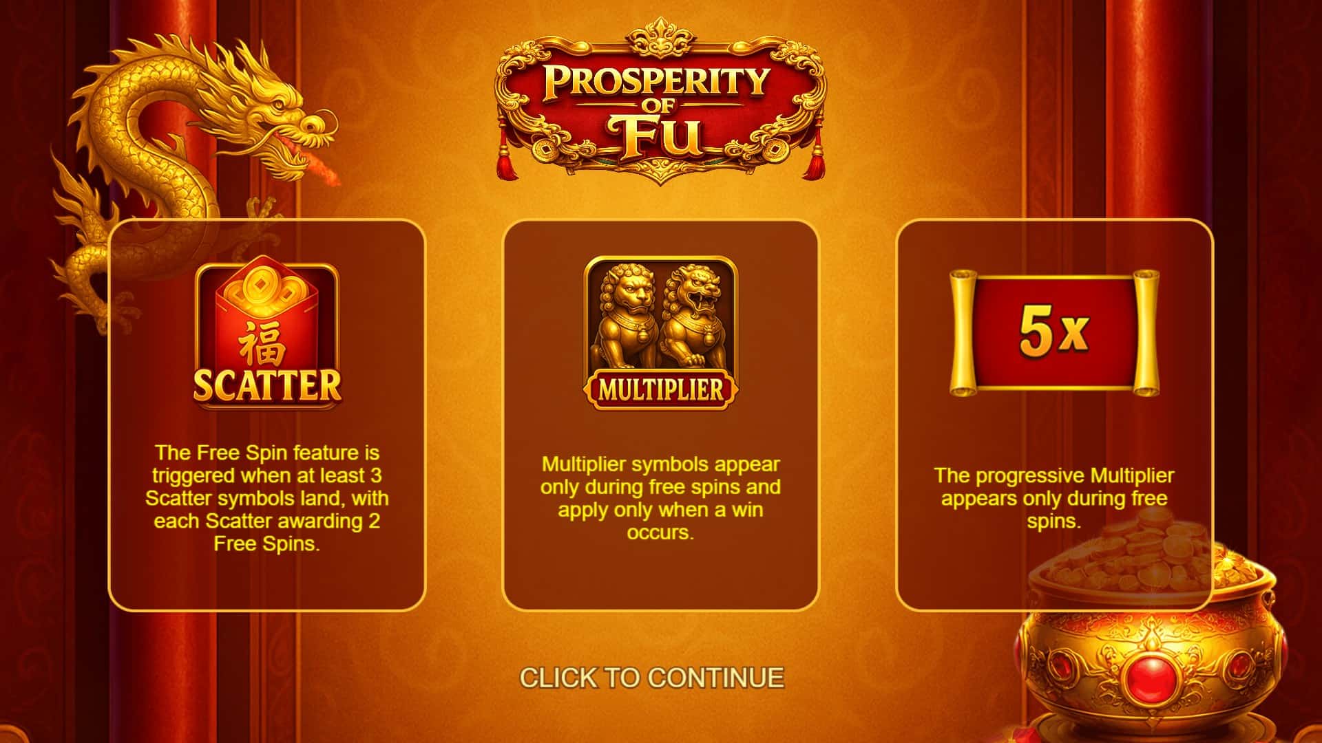 Prosperity of Fu slot intro screen