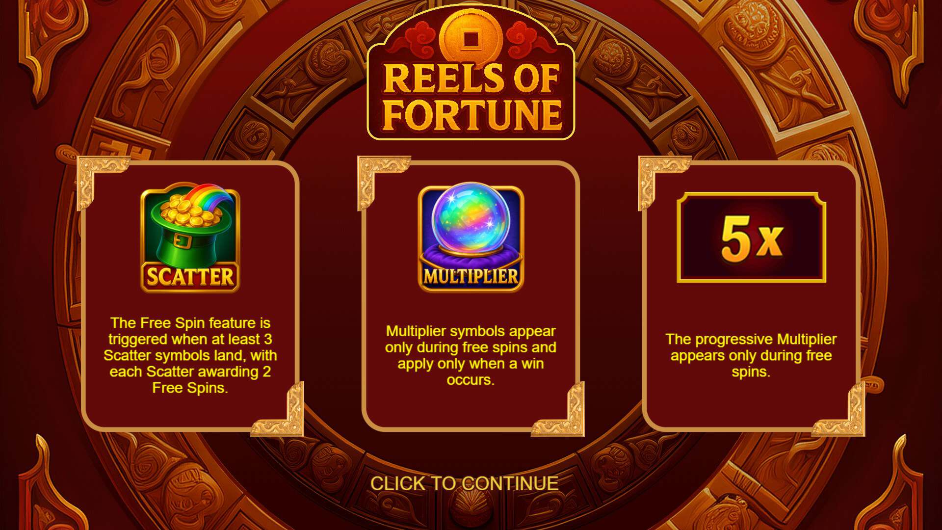 Reels of Fortune slot intro screen